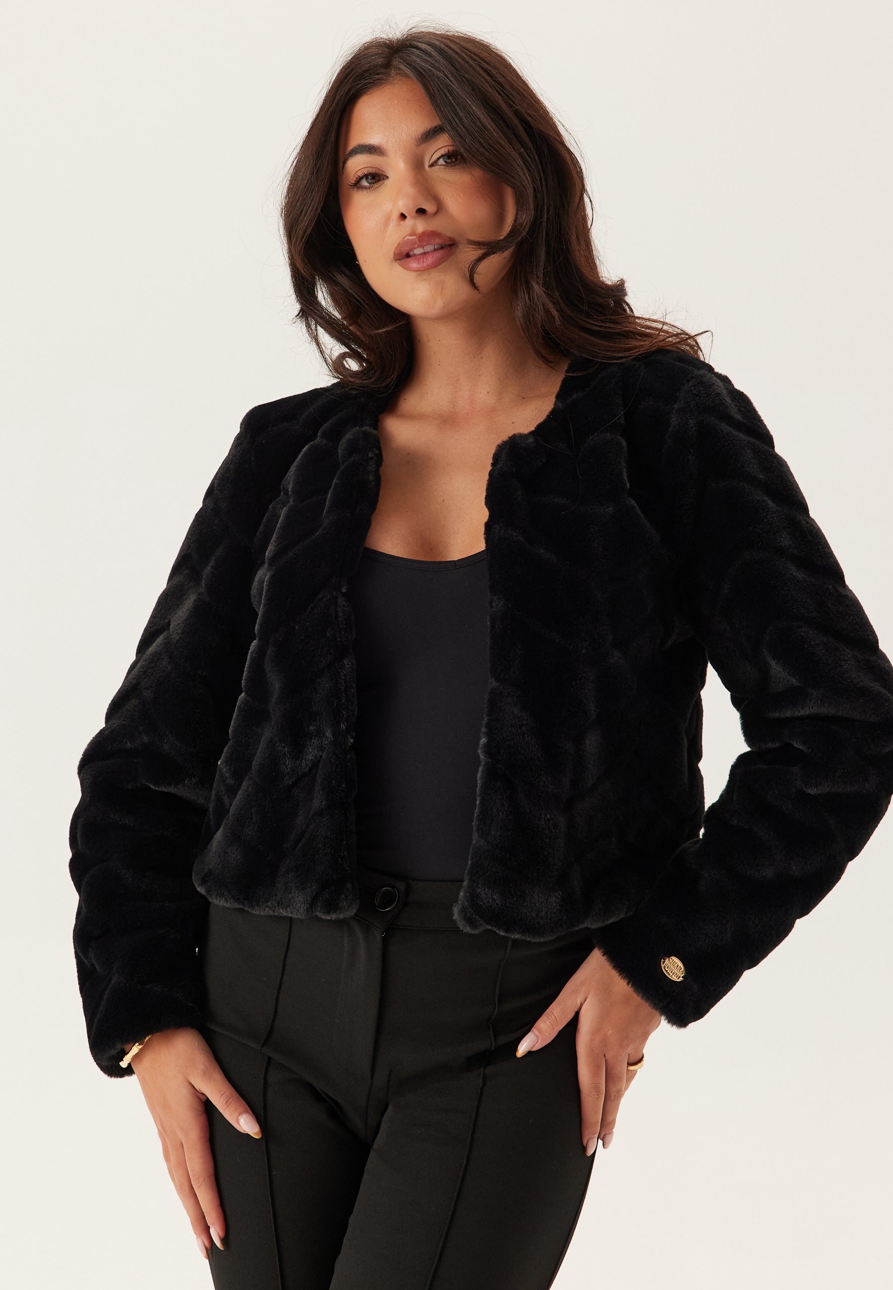 Chiara Forthi Short Party Faux Fur Jacket