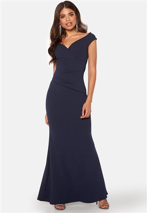 Goddiva Bardot Pleat Maxi Dress