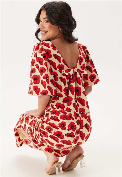 Bubbleroom Occasion Puff Sleeve Bow Midi Dress