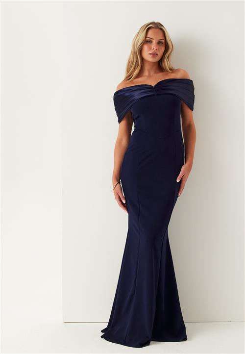 Bubbleroom Occasion Satin Bow Off Shoulder Gown