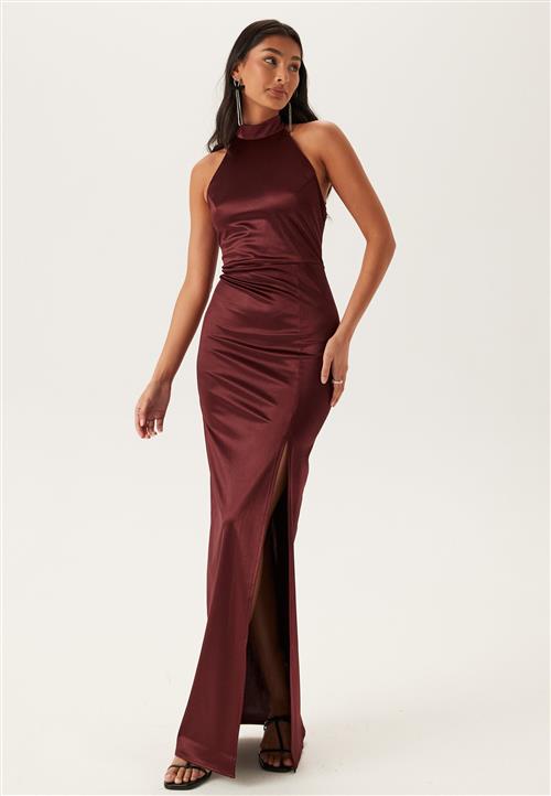 Bubbleroom Occasion Stretch Satin Halterneck Gown