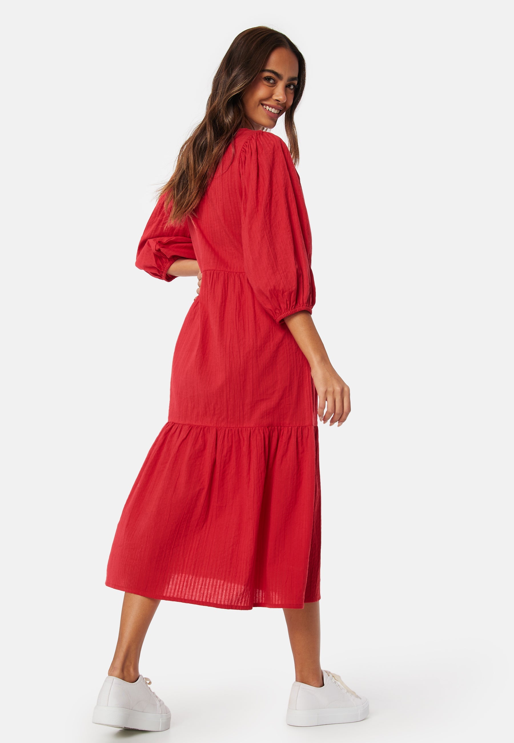 Happy Holly Balloon Sleeve Cotton Dress