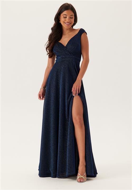 Goddiva Glitter Wrap Maxi Dress