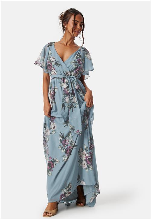 Goddiva Flutter Floral Maxi Dress