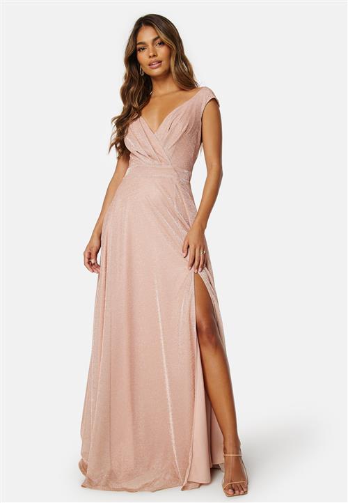 Goddiva Glitter Wrap Maxi Dress