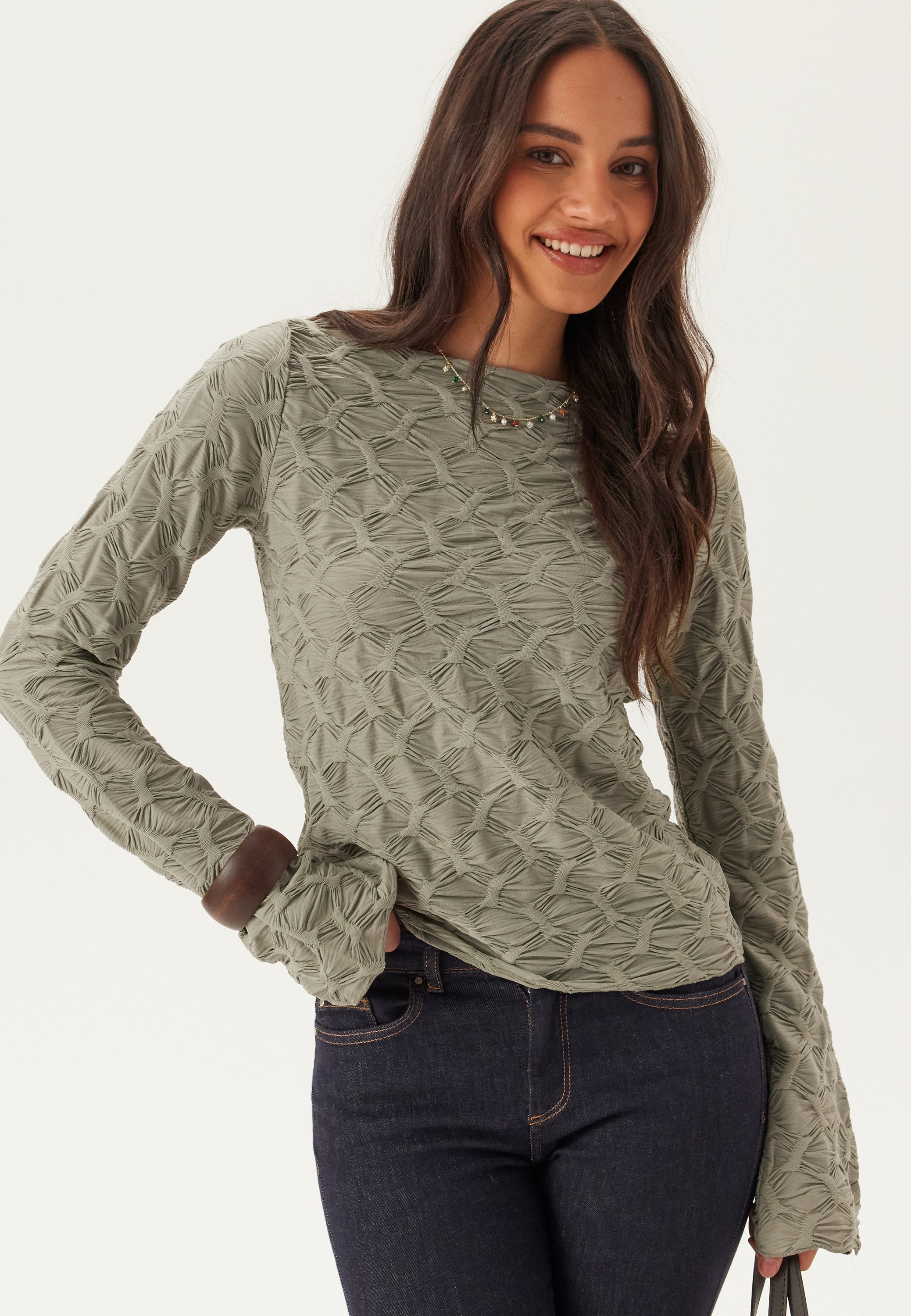 BUBBLEROOM Structure Long Sleeve Top