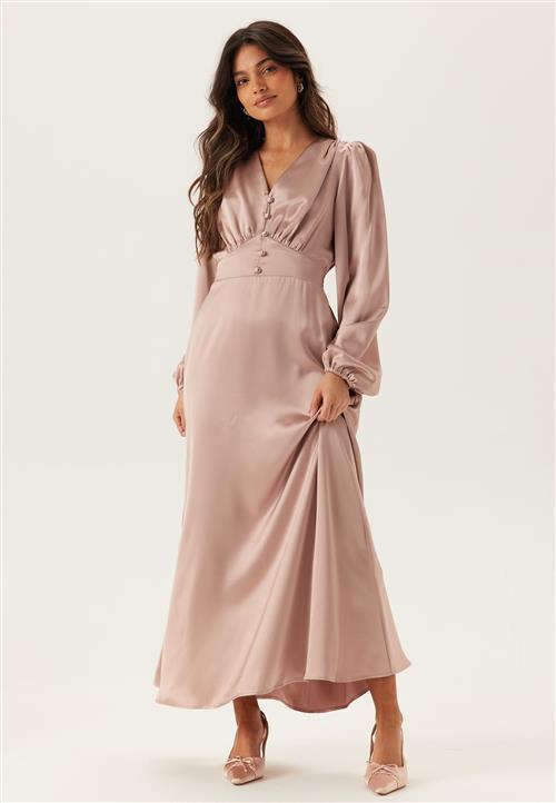 BUBBLEROOM Satin V-neck Maxi Dress