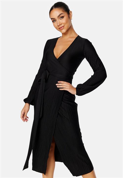 BUBBLEROOM Pleated Wrap Midi Dress