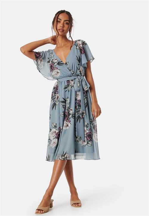 Goddiva Flutter Floral Midi Dress