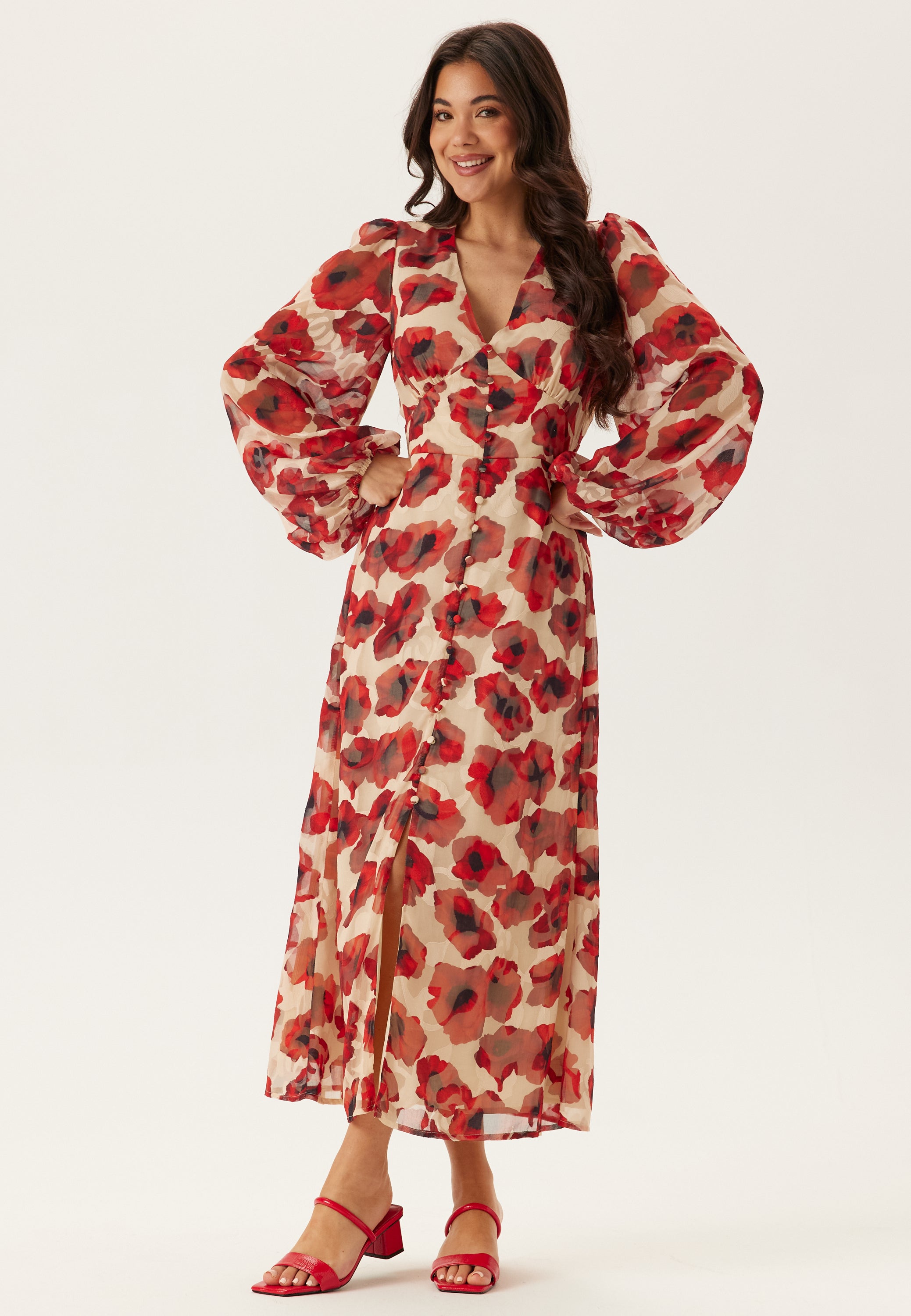 Bubbleroom Occasion Jacquard Chiffon Midi Dress