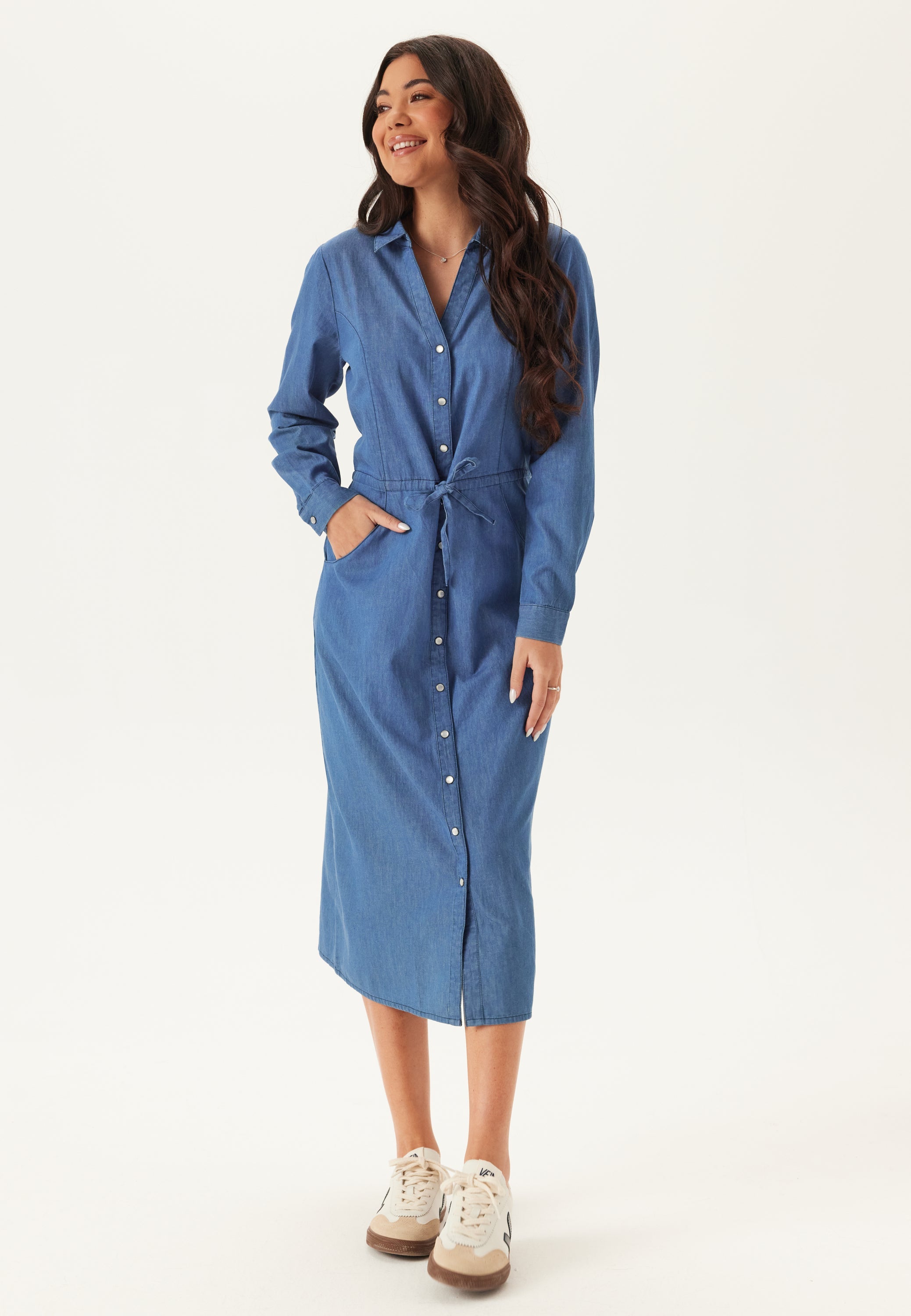 Happy Holly Denim Shirt Dress