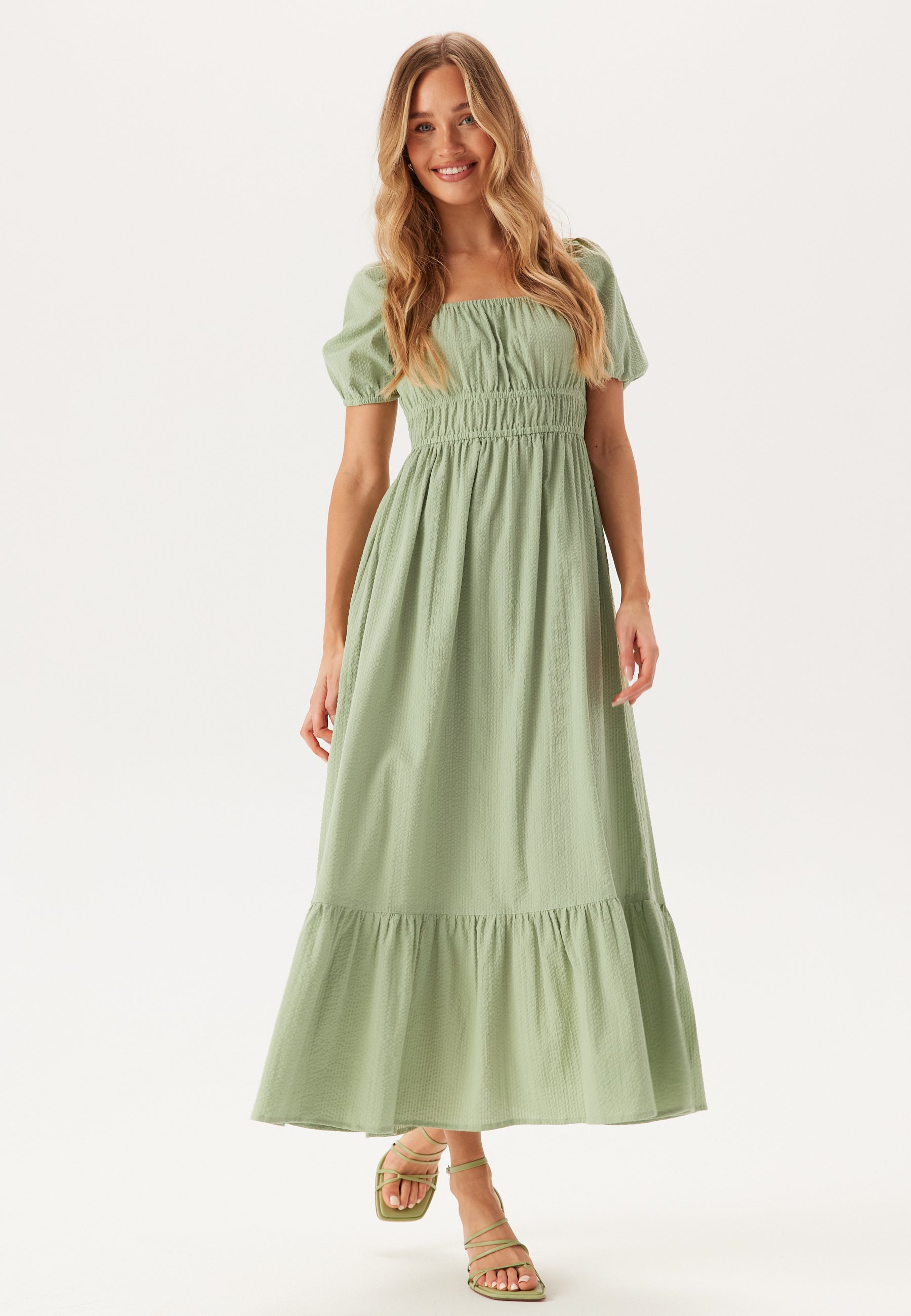 BUBBLEROOM Square Neck Cotton Maxi Dress
