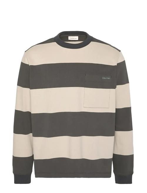 Calvin Klein Jeans | Ls Sueded Stripe Pocket Tee | XS