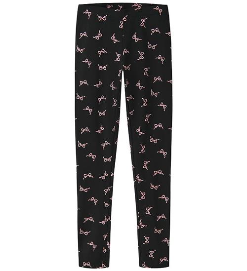 Name It Leggings - NkfVivian - Black/Small Bows AOP