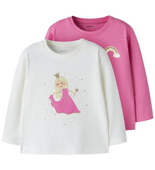 Name It Bluse - 2-pak - NmfVeen - Cloud Dancer/Strawberry Moon