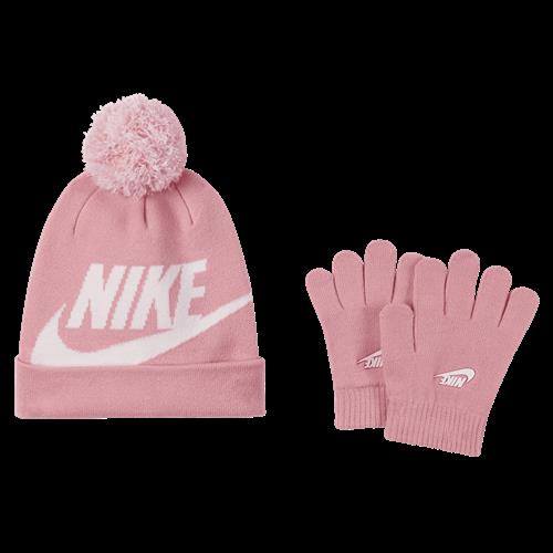 Nike-sæt i to dele med strikhue og vanter til små børn - Pink