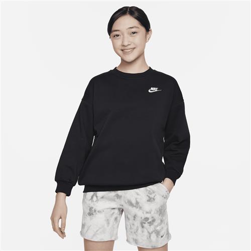 Oversized Nike Club Fleece-sweatshirt til større børn - sort
