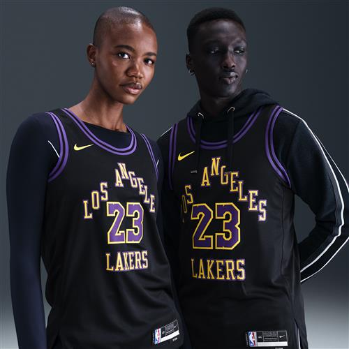 LeBron James Los Angeles Lakers City Edition Nike Dri-FIT NBA Swingman-spillertrøje til mænd - sort