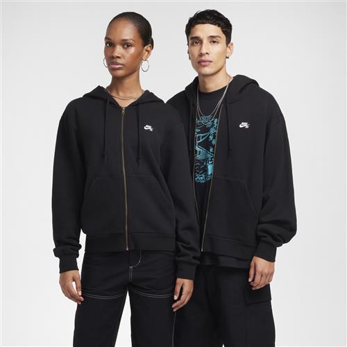 Nike SB-skaterhættetrøje i fleece med fuld lynlås - sort