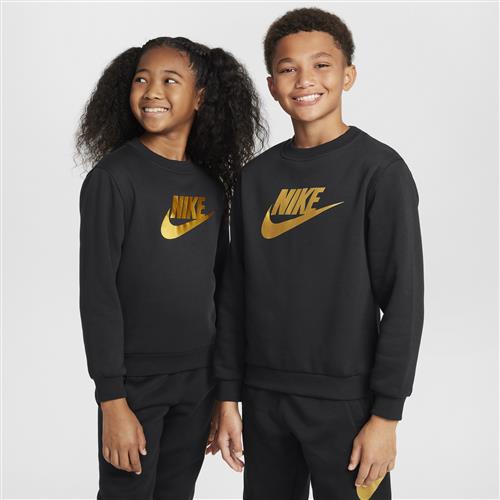 Nike Club Fleece-sweatshirt med rund hals til større børn - sort