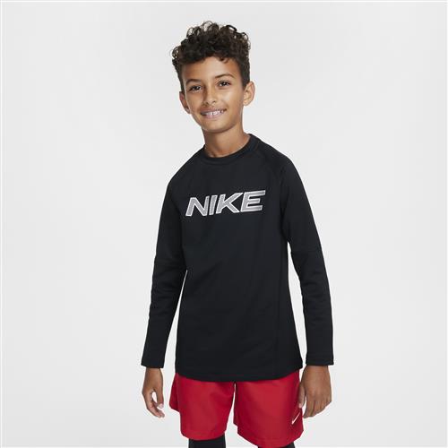 Langærmet Nike Pro Warm Dri-FIT-træningsoverdel til større børn (drenge) - sort