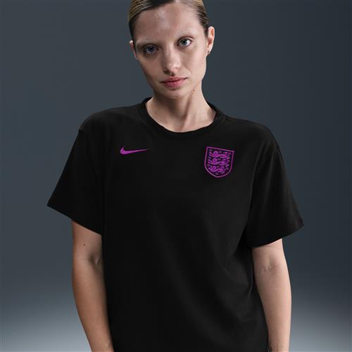 England Relaxed Nike One Dri-FIT-fodboldtrøje med korte ærmer til kvinder - sort