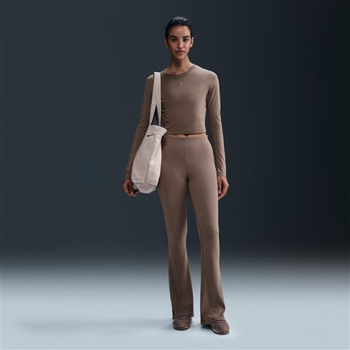 stramme Nike Chill Knit-leggings med vidde og lille ribkant - brun