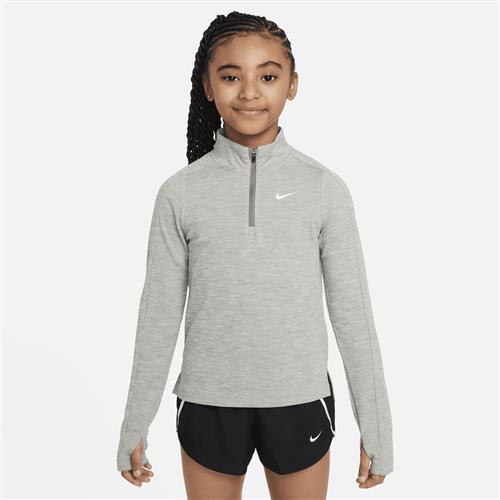 Langærmet Nike Dri-FIT-top med 1/4 lynlås til piger - grå