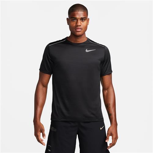 Kortærmet Nike Miler-løbeoverdel til mænd - sort