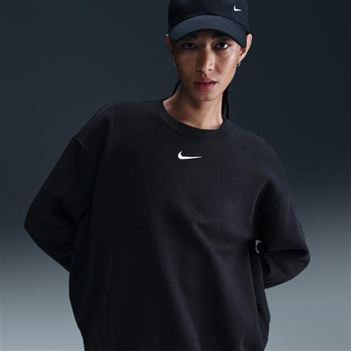Oversized Nike Phoenix Fleece-sweatshirt med rund hals til kvinder - sort