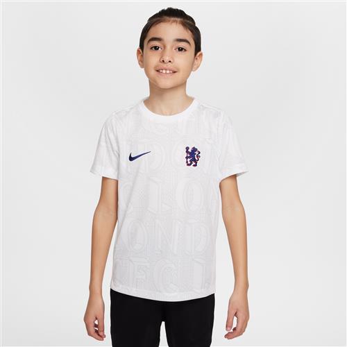 Chelsea F.C. Academy Pro Nike Dri-FIT-opvarmningstrøje til fodbold til større børn - hvid