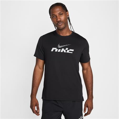 Kortærmet Nike Miler Flash Dri-FIT UV-løbeoverdel til mænd - sort