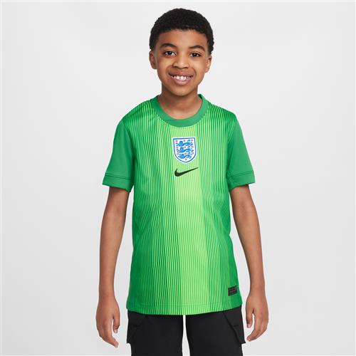 Kortærmet England 2025/26 Stadium Goalkeeper Nike Dri-FIT Replica-fodboldspillertrøje til større børn - grøn