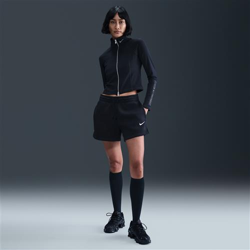 Nike Phoenix Fleece-shorts med mellemhøj talje til kvinder (10,2 cm) - sort