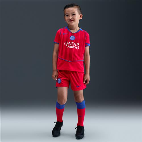 Paris Saint-Germain 2025/26 Stadium Third Nike Dri-FIT Total 90 Football-sæt i tre dele til mindre børn - rød