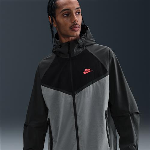 Vævet Nike Tech Windrunner-jakke med fuld lynlås til mænd - grå