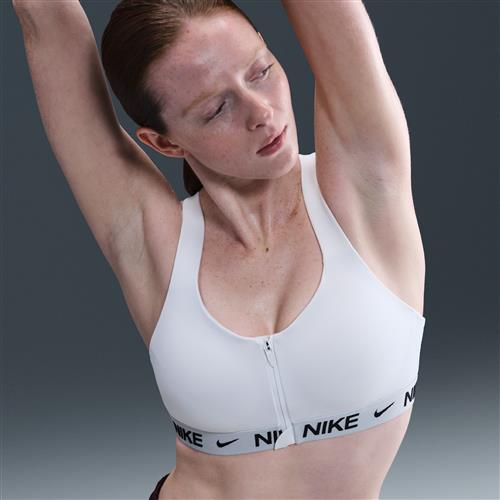 Nike Indy High Support-sports-bh med polstret lynlås til kvinder - hvid
