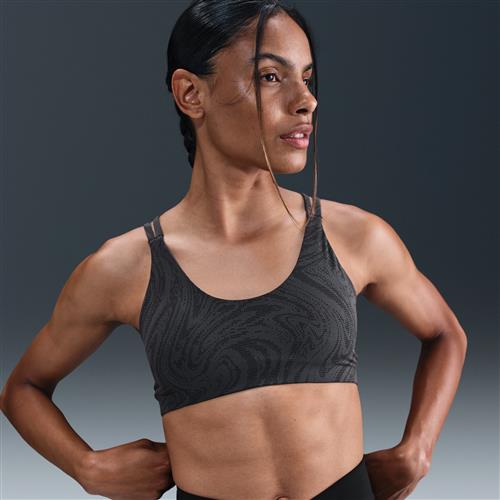 Nike Zenvy-sports-bh med indlæg, let støtte og print til kvinder - sort