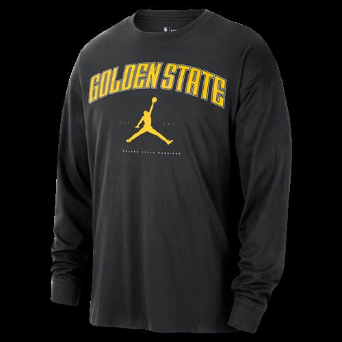 Langærmet Golden State Warriors Essential Jordan NBA-T-shirt til mænd - sort