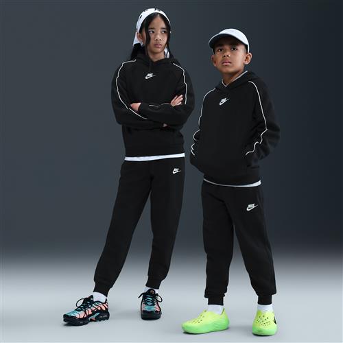 Nike Club Fleece-tracksuit med hætte til større børn - sort
