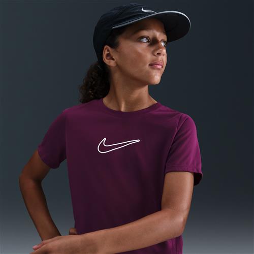 Kortærmet Nike One Fitted Dri-FIT-trøje til større børn (piger) - rød