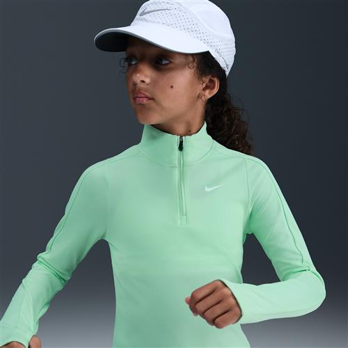 Langærmet Nike Dri-FIT-top med 1/4 lynlås til piger - grøn