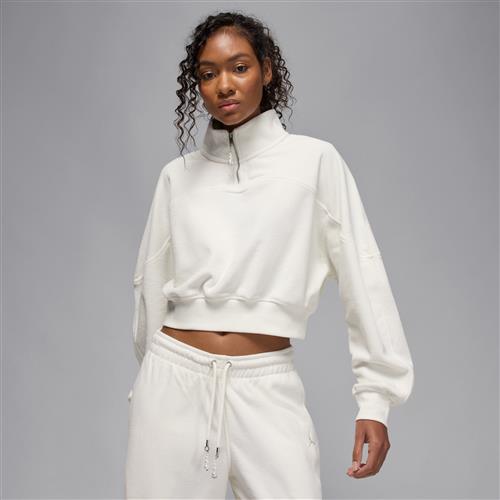 Jordan Flight Fleece-top med 1/4 lynlås til kvinder - hvid