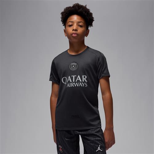 Kortærmet Paris Saint-Germain Strike Fourth Jordan Dri-FIT-fodboldoverdel til større børn - sort
