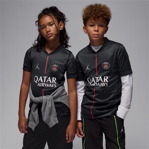 Paris Saint-Germain 2025/26 Stadium Fourth Jordan Dri-FIT Replica-fodboldspillertrøje til større børn - sort