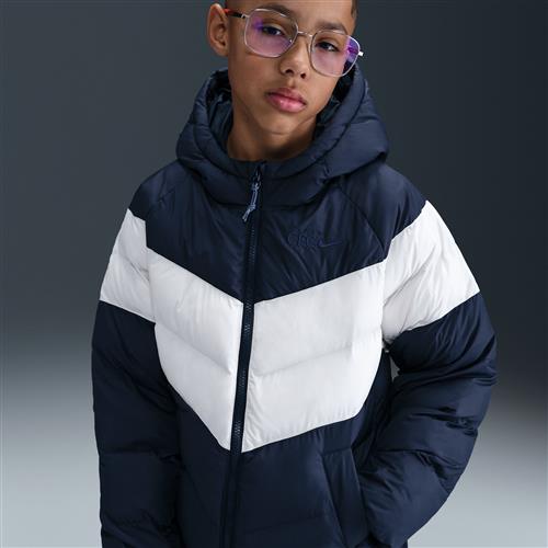 Chelsea FC Nike Football-jakke med hætte og syntetisk fyld til større børn - blå