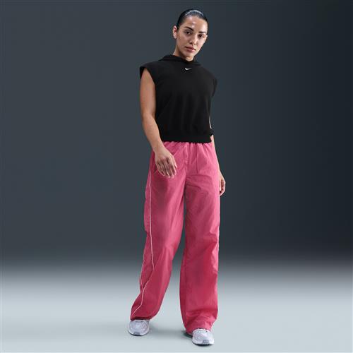 Vævede Nike Windrunner-bukser med høj talje og åben kant til kvinder - lilla