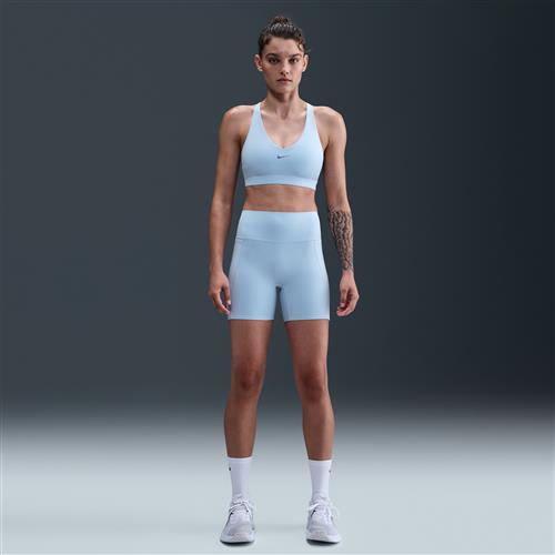 Nike Universa-cykelshorts (13 cm) med høj talje uden sømme foran til kvinder - blå