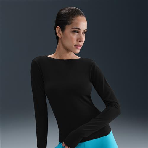 Langærmet Nike Zenvy Dri-FIT-top til kvinder - sort