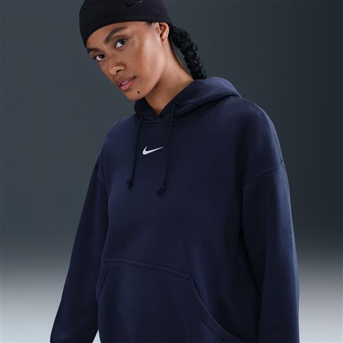 Oversized Nike Phoenix Fleece-pullover-hættetrøje til kvinder - blå